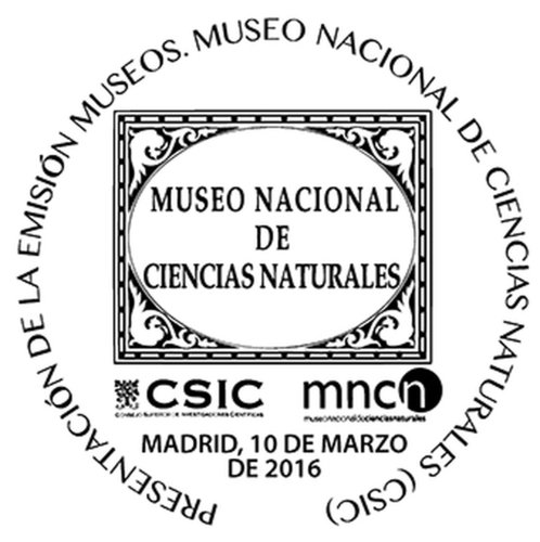 2016-03-10. Museos. Museo Nacional de Ciencias Naturales de Madrid. Presentacion. 2016-11-03. Matasellos. Boceto. Baja.jpg