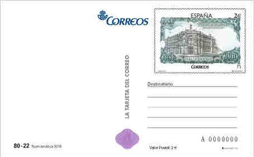 2016-11-08. Numismática. Billete de 1.000 pesetas. Tarjeta prefranqueada. Boceto. Anverso. Baja.jpg