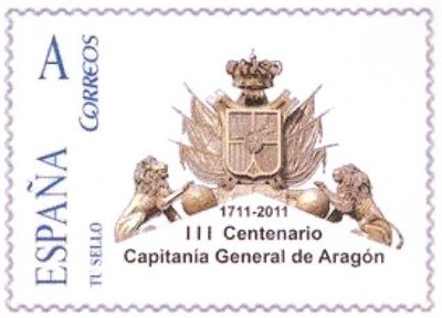 Sello personalizado. Zaragoza. 2011-04-03. III Centenario Capitanía General de Aragón. Baja.jpg