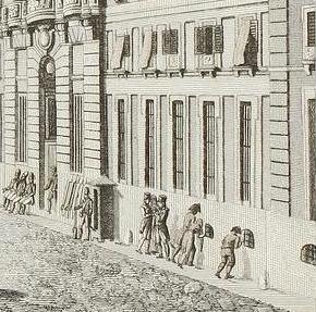 a 1780 ca. GRABADO. LECERF; LABORDE. VISTA DE LA PUERTA DEL SOL Y DE LA CASA DE CORREOS. 21 x 31 cm. detalle1.jpg