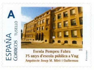 Sello personalizado. Vilanova i la Geltrú. 2016.  Escola Pompeu Fabra. 75 anys d'escola publica.jpg