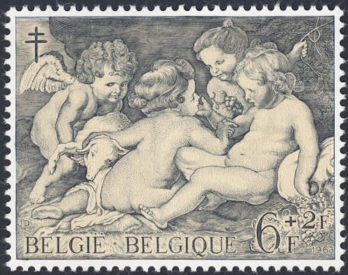 Pintura de Rubens, Jesús y San Juan niños y los querubines