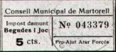 MARTORELL, ticket bebidas y juego 5 cts