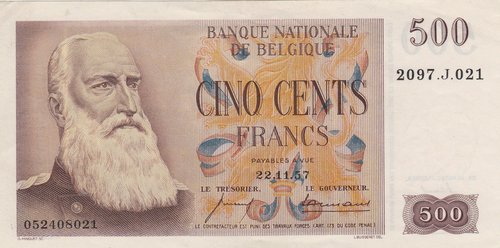Belgium 500 Francs 1957.JPG