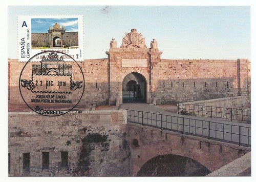 tarjeta máxima con matasellos la mola mahón