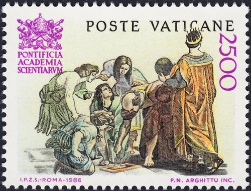 1986_Vaticano_Academia de la Ciencia_Euclides y Claudio Ptolomeo_2500L.jpg