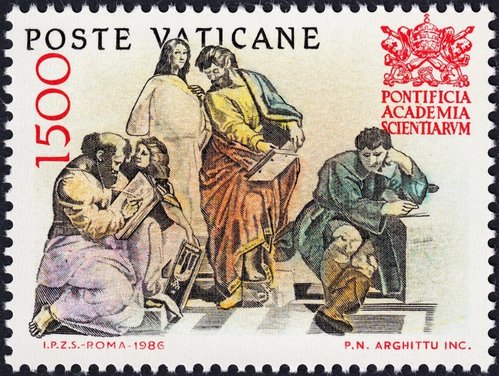 1986_Vaticano_Academia de la Ciencia_Pitágoras, Parménides y Heráclito_1500L.jpg