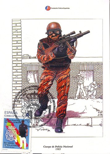 Madrid. 2016-12. Exposición Filatélica Policial. Policía. Tarjeta matasellada. Número 27. Anverso. Baja.jpg