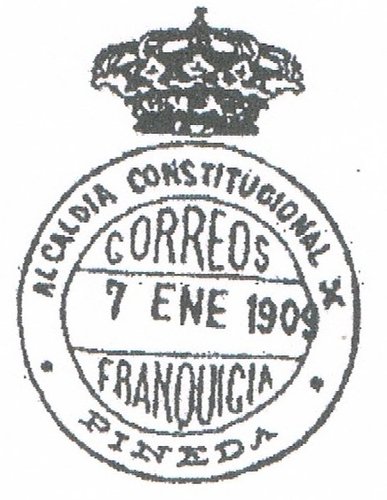 PINEDA de MAR, Monarquica usada 1909