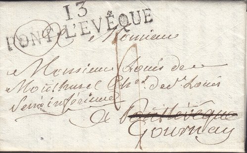 1817-04-21 PONT-LEVEQUE A PONT LEVEQUE reenviada a GOURNAY porteo 4 decimas.jpg