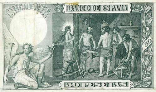 La fragua de Vulcano_1902_Reverso de billete Bartolomé Maura_.jpg
