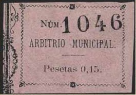 GRANADA 15 cts arbitrio 1878 sobre rosa