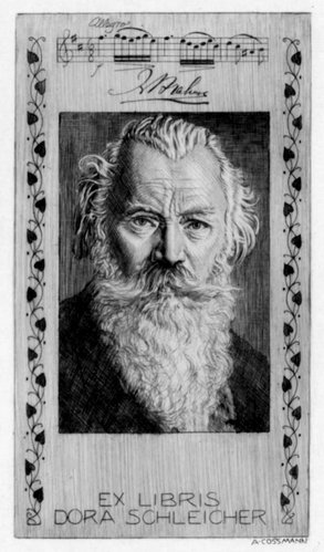 1970_Austria_Alfred Cossmann, grabador_Ex Libris Dora Schleicher. Johannes Brahms.jpg