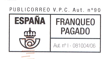 Franqueo Pagado. I-081004-06. Publicorreo V. P. C. Aut. nº 90. 2017-02-13. Cartucho.jpg