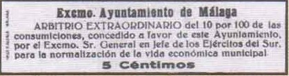 Arbitrio consumos 5 cts pie imprenta