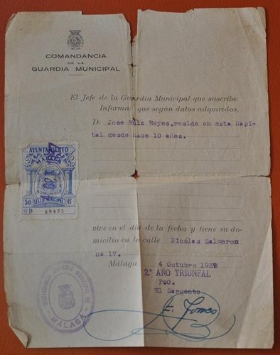 Documento Malaga año 1932