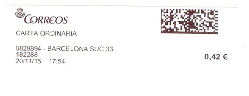 Etiqueta termica digital. 0828894 - Barcelona Suc 33. 182288. Carta ordinaria. 0,42. 3,6x9,9. 2015-11-20. 17.54. Baja.jpg