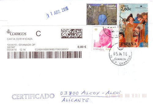 Etiqueta termica digital. 1800010 - Granada OP. 320587. Carta certificada. 0,00. 3,7x10. 2016-04-05. 12.14. Sobre.jpg