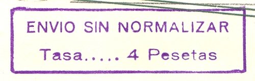 Correos. Tampón. Envío sin Normalizar. Tasa 4 Pesetas. 1973-05-28. San Sebastián. 1,6x5,9. Baja.jpg