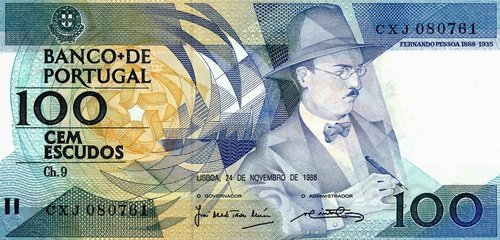 Portugal 100 Escudos banknote 1988 Fernando Pessoa.jpg