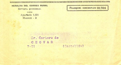 Franqueo Concertado. 01-304. Heraldo del Correo Rural. 1961-12. Zona de envío. Baja.jpg