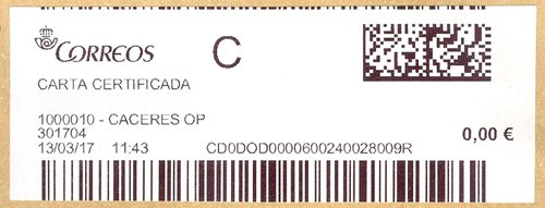 Etiqueta térmica digital. 1000010 - Caceres OP. 301704. Carta certificada. 0,00. 3,6x10. 2017-03-13. 11.43. Baja.jpg