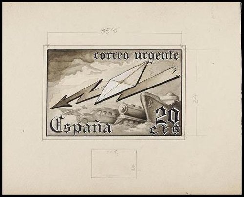 Correo Urgente.- Maqueta original en acuarela y tinta china.jpg