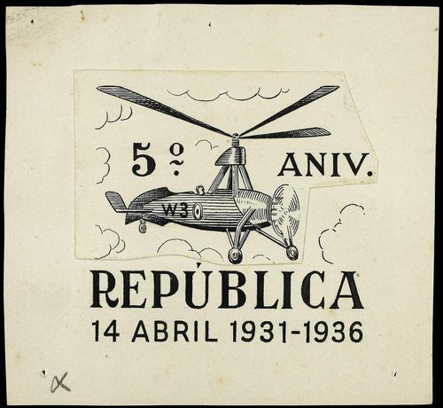 Autogiro.- Maqueta a plumilla para el 5º Aniversario de la Republica.jpg