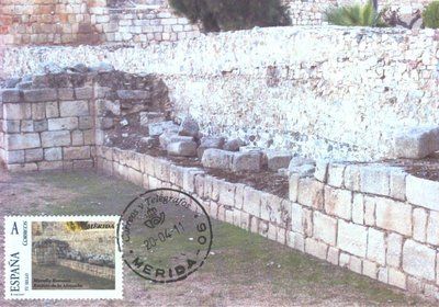 Sello personalizado. Mérida. 2011. Muralla Romana. Tarjeta máxima.JPG