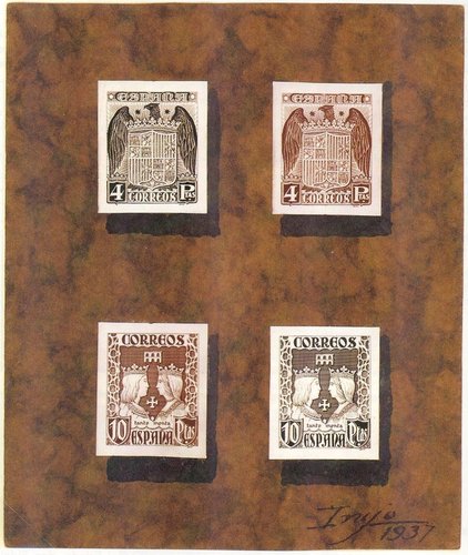 1937. Proyectos no adoptados. Valores de 4 y 10 pesetas. Baja.jpg