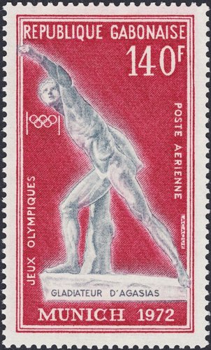 1972_Gabón_Gladiador Borghese, de Agasio de Éfeso.jpg