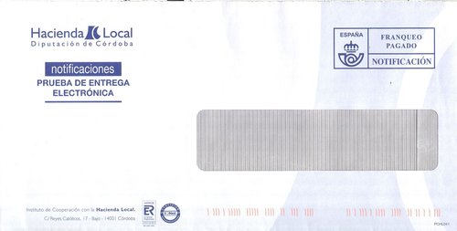 Franqueo Pagado. Notificación. Hacienda Local. Diputación de Córdoba. 2017-04-17. Baja.jpg