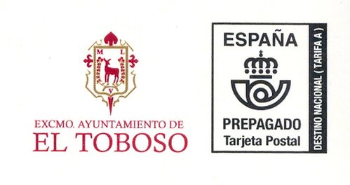 Tarjeta prefranqueada. El Toboso. 2017-04. Tarifa A. Anverso. Detalle. Baja.jpg