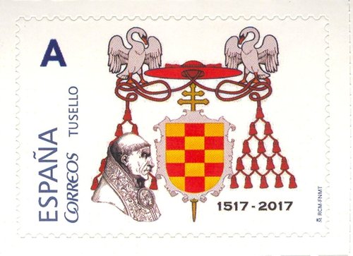 Alcalá de Henares. 2017-01-17 al 29. 2016. XXV EXFILAL. Sello personalizado. Escudo cardenalicio. Baja.jpg