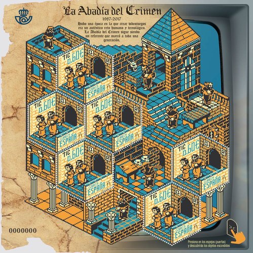 2017-05-08. TIC. Videojuegos. La Abadía del crimen (1987-2017). Boceto. Troquelado y sin objetos. Baja.jpg