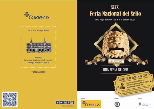 Madrid. 2017-05-25 al 28. 49 Feria Nacional del Sello. Folleto Correos. Exterior. Baja.jpg