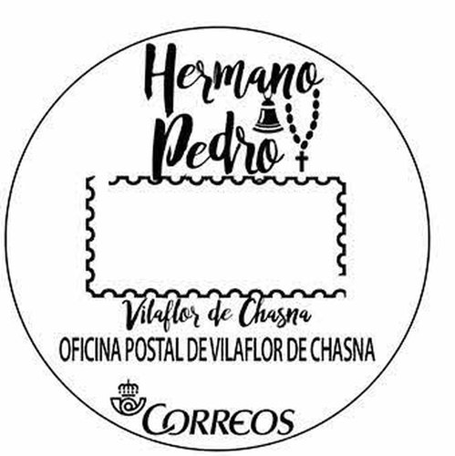 Matasellos turístico. Oficina postal de Vilaflor de Chasna. Hermano Pedro. Vilaflor de Chasna. 2017-04-20. Matasellos. Boceto. Baja.jpg