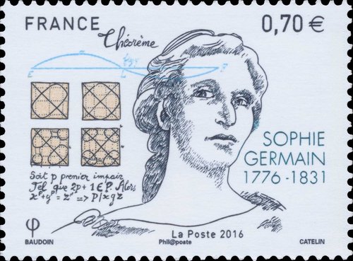Año 2016, Francia. Sello de Sophie Germain. Diseño de Edmond Baudoin
