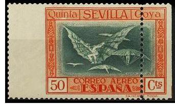 Falso Dentado Muy Desplazado. Goya 50 cts. &quot;Perf. PRIVADA&quot;