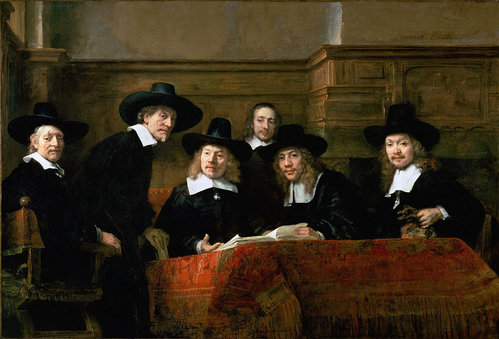 Rembrandt. Los síndicos del gremio de pañeros (De Staalmeesters, 1662)
