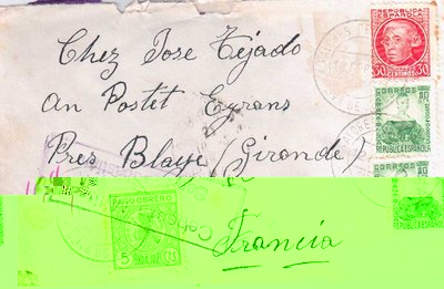 carta con viñeta paro obrero de Badajoz y censura de san sebastian