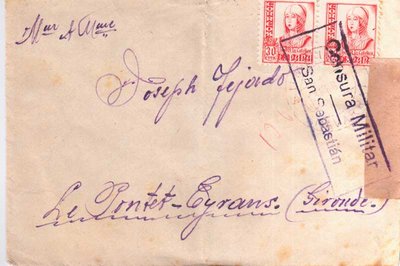 carta de Sumbilla Navarra con censura de San Sebastian