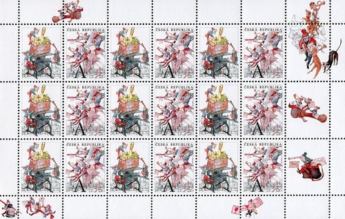 Hojita especial del sello de 2015 de la República Checa, diseñada por Dušan Kalláy