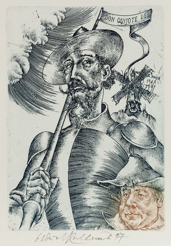 Don Quijote y Sancho. Aguafuerte, 1997