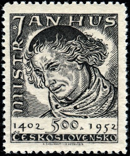 Jan Hus, 1952. Grabado de Jiří Švengsbír