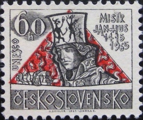 Jan Hus, 1965. Grabado de Jindra Schmidt