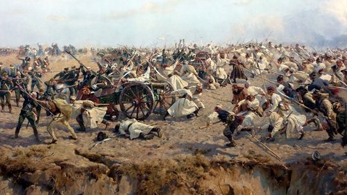 Escena de &quot;Panorama de Raclawice&quot;, de Wojciech Kossak