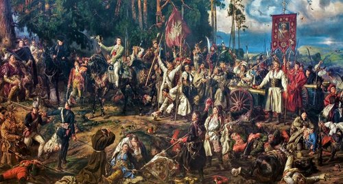 Tadeusz Kosciuszko en la batalla de Raclawice, óleo de Jan Matejko (1888)