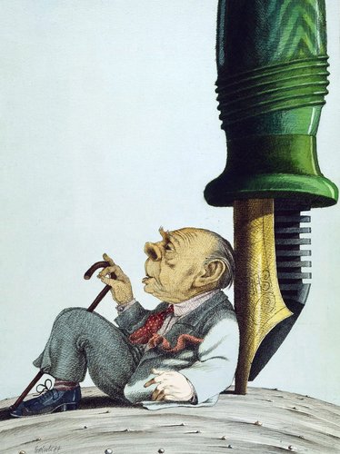 Caricatura de Borges por Tullio Pericoli, 1987