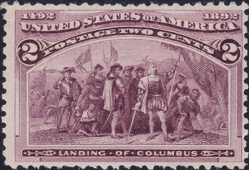 Sello de 2 centavos. Viñeta grabada por Alfred Jones y Charles Skinner